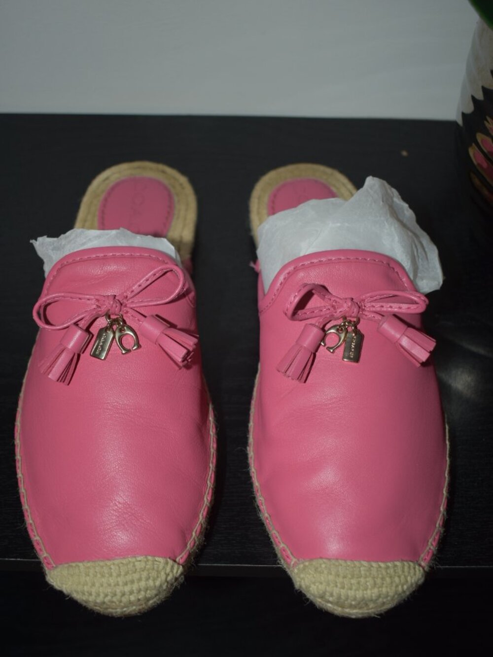 Pink/Coral Coach Cassidy Espadrille Mule